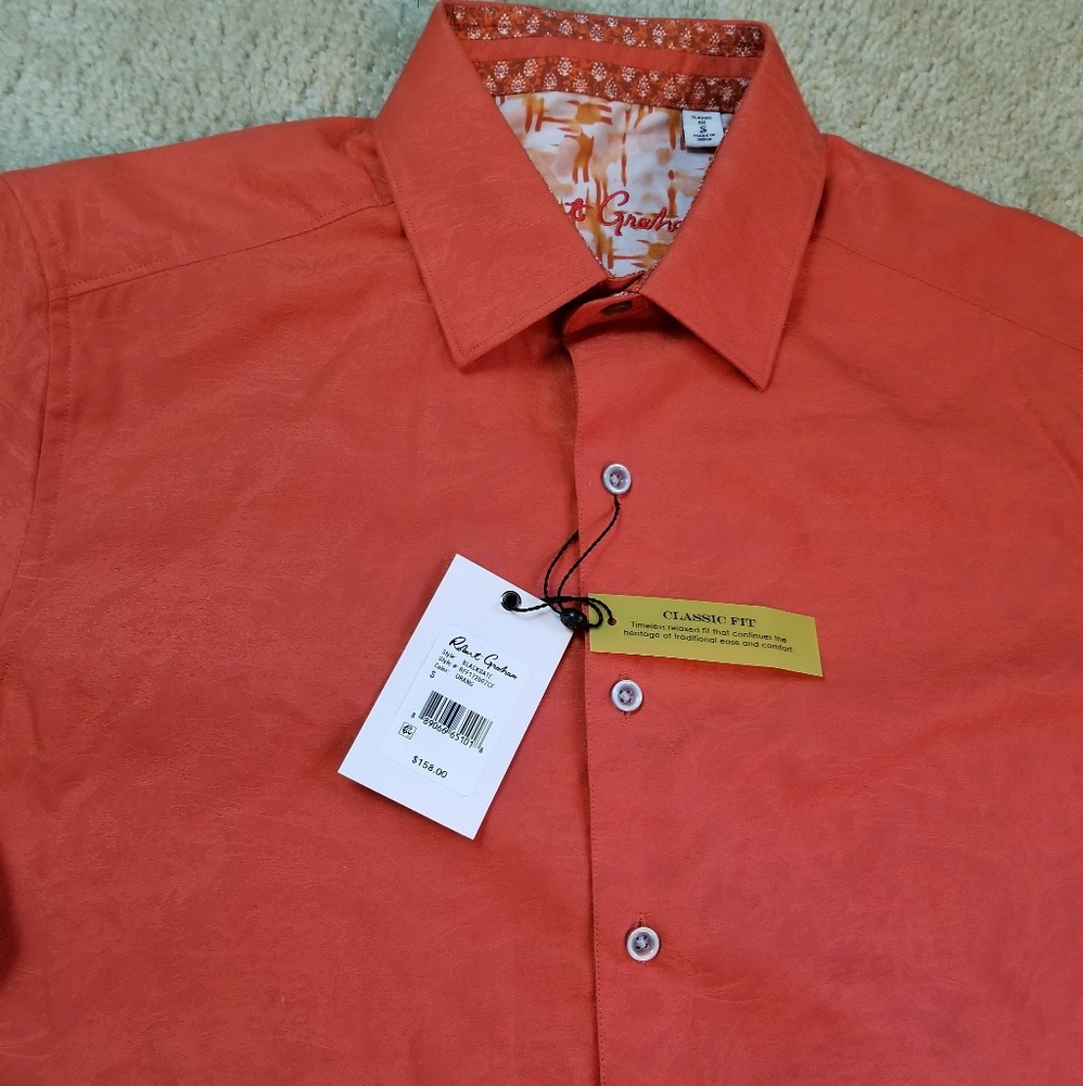 New robert graham blackgate orange shirt men's s